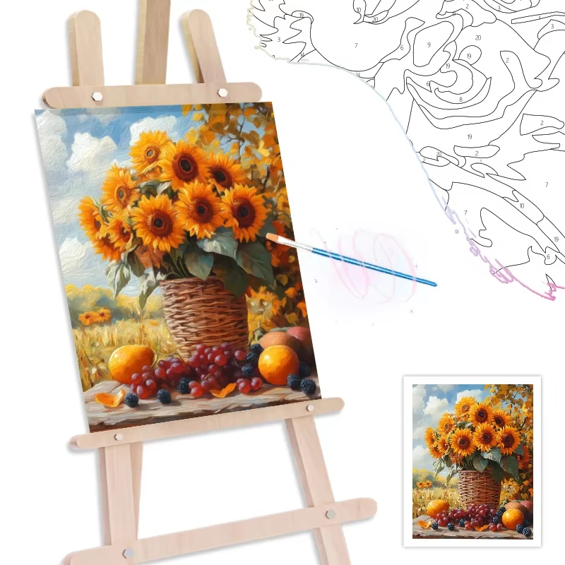 Painting By Number Novelties Sunflower Vase Decoration Crafts Supplies Adults Handpainted Paint Kit Acrylic Paints Gifts