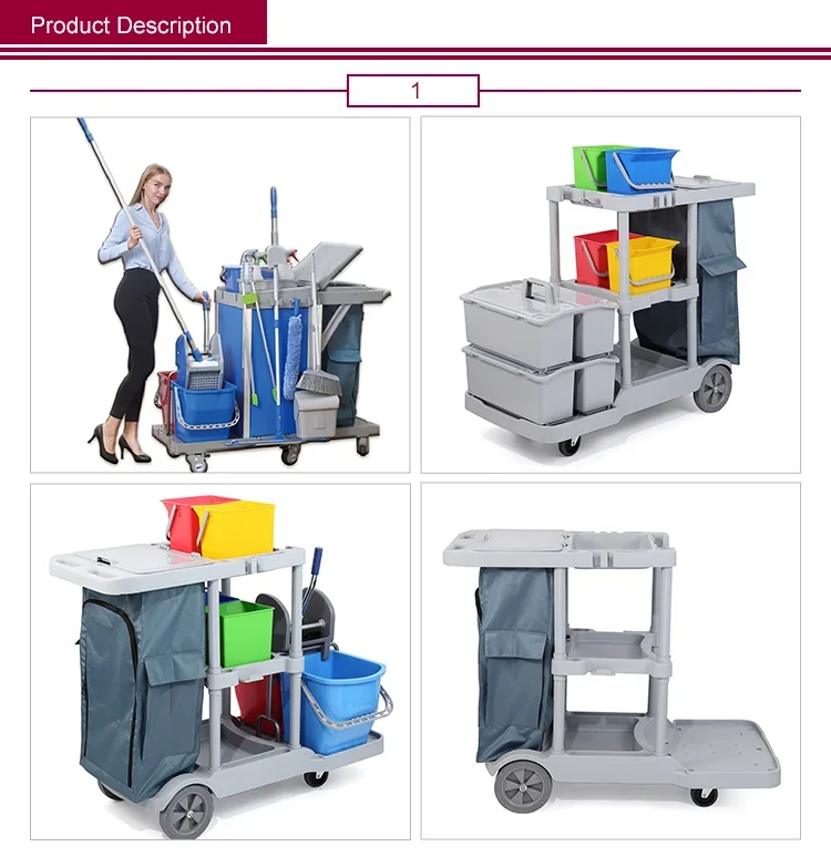 Full Sets Commercial Cleaning Hotel Bar Janitorial Trolley Cleaning Supplies Service Cart