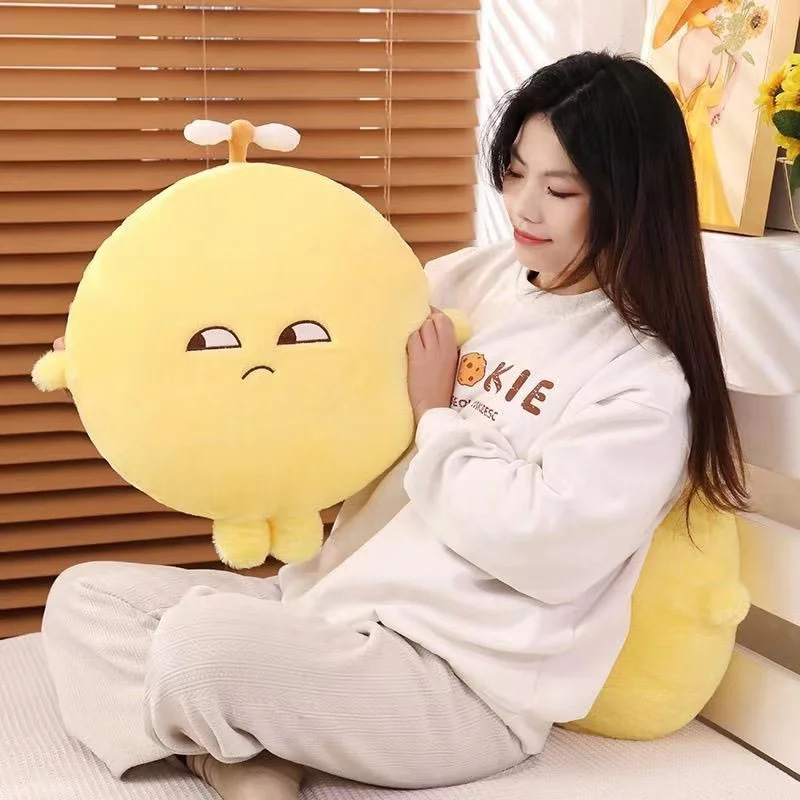 50cm Yellow Lemon Plush Pillow Stuffed Round Fruit Seat Cushion with Arms Legs Disdainful Emotion Plushie Sofa Chair Decor Gift