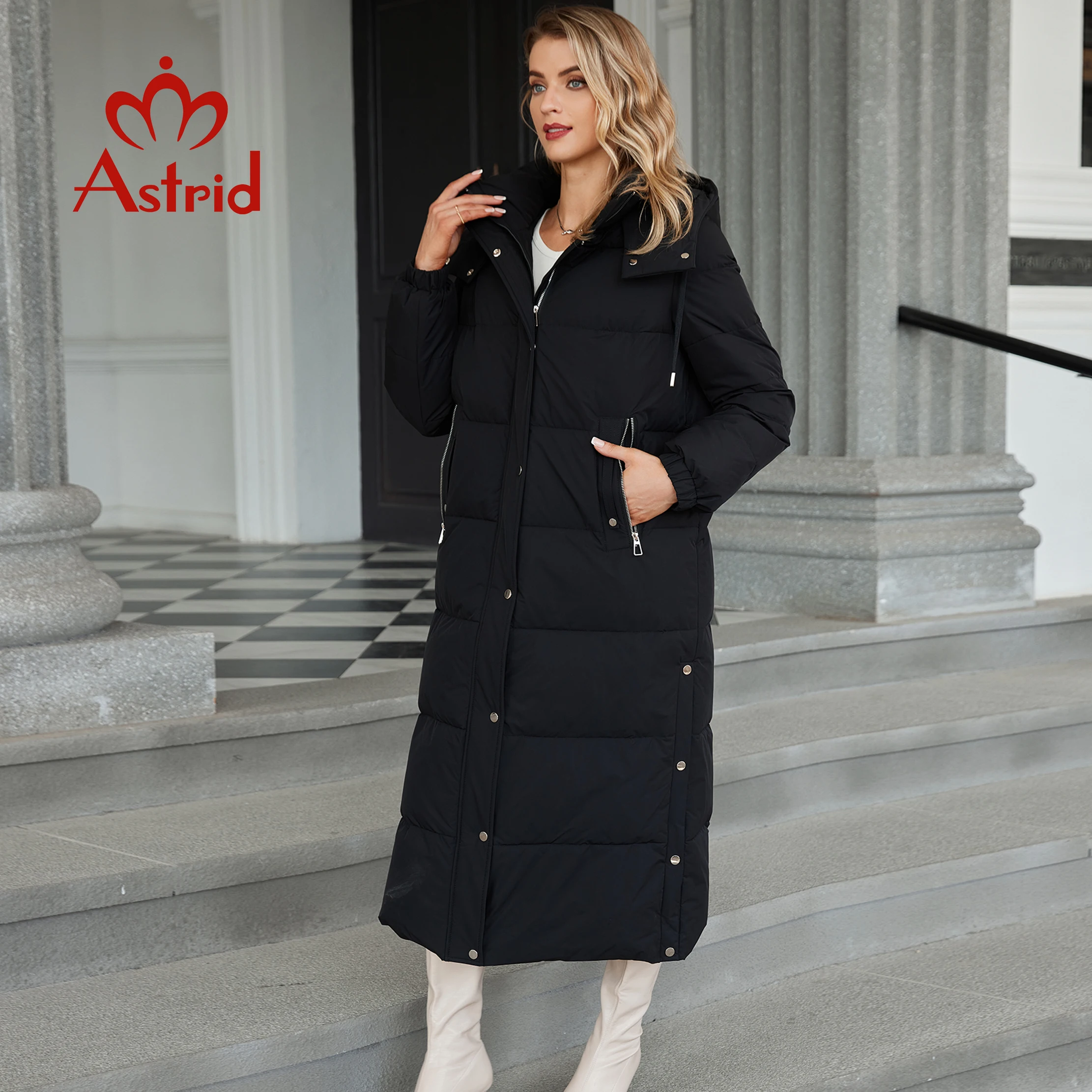 Astrid Winter Women Parka Hooded Thick Warm Cotton Fashion Outerwear Long Down Jacket Quilted Coat Female Clothing girl ZR-30218