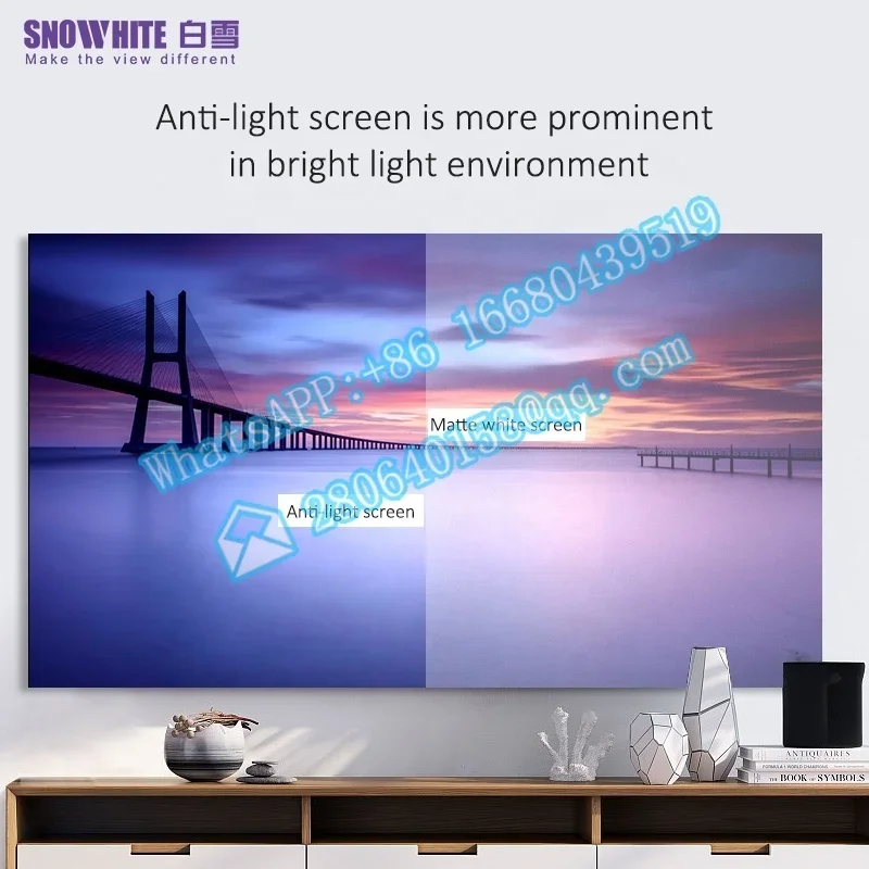 SNOWHITE 80 100 120 150 inch alr screen for long throw projector black diamond projection  fixed frame