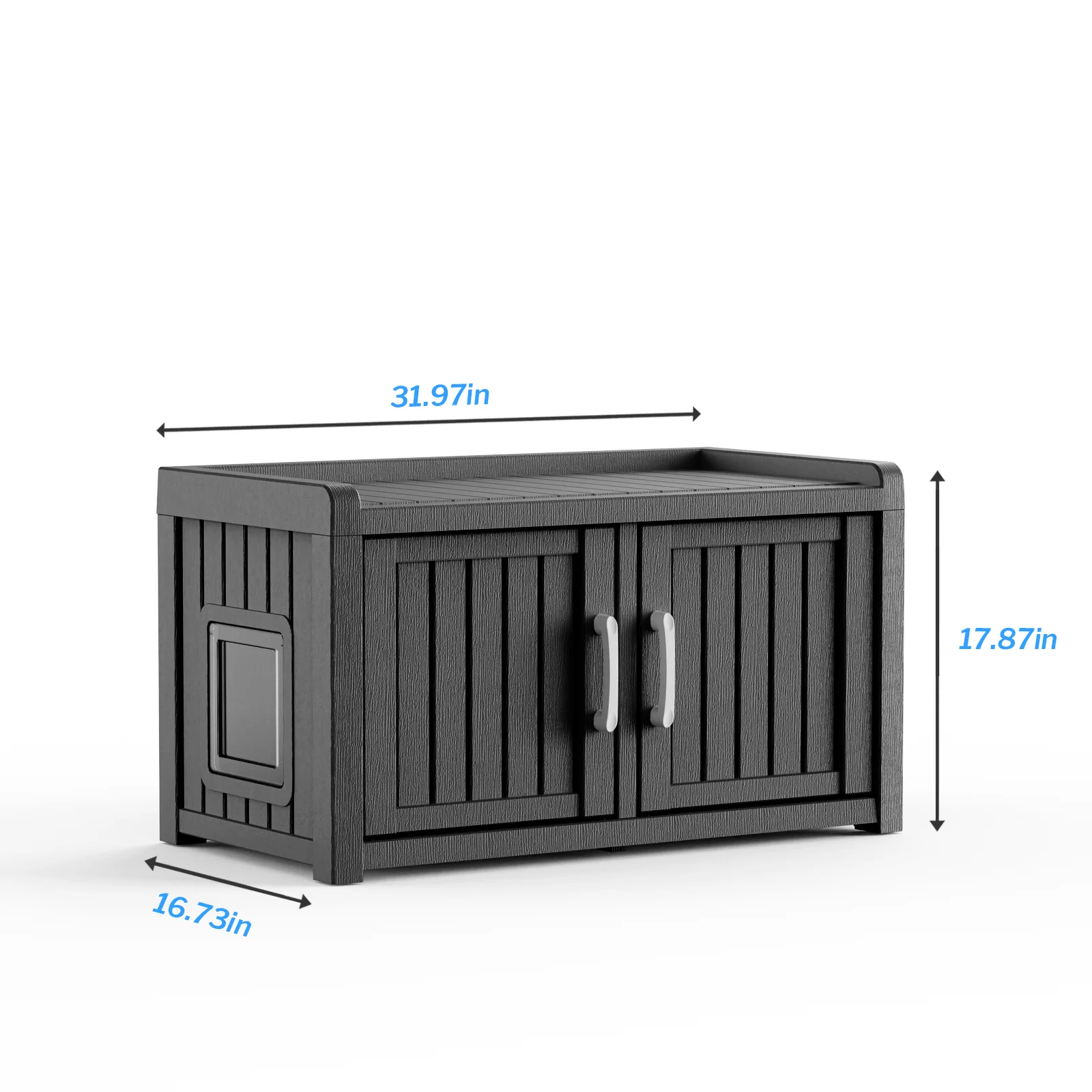 

Resin Double Door Cat Litter Box Enclosure, 2-in-1 Hidden Cat House Storage Bench, Waterproof Indoor Outdoor Cat Cabinet for Mul