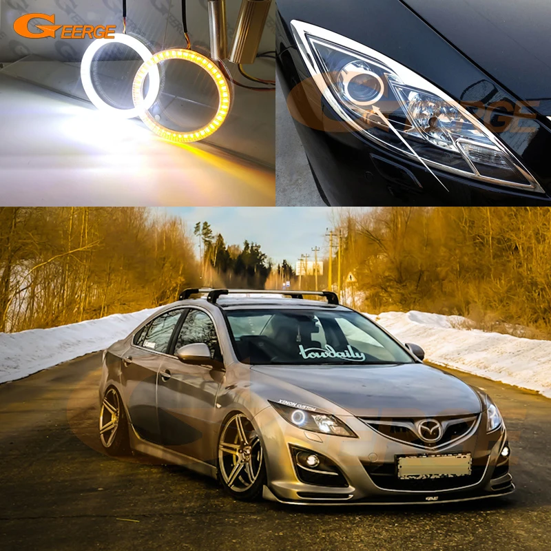 For Mazda 6 Mazda6 Atenza GH MK2 2008 2009 2010 2011 2012 Ultra Bright Switchback DRL Turn Signal Led Angel Eyes Kit Halo Rings