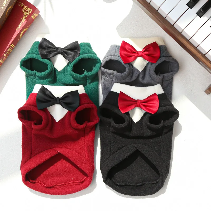 

Dog Fleece Costume Sweatshirt , Dogs Tuxedo Wedding Party Suit, Prince Bow Tie Shirt Formal Pet Wedding Attire for Large Dogs