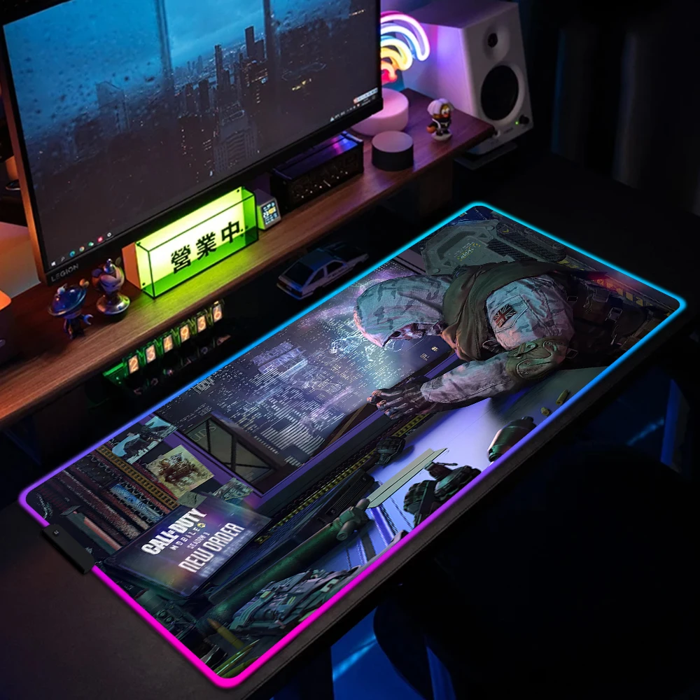 Call Of Duty Gaming Mousepad With Backlit Large Game RGB Mouse Pad XXL Computer Laptop LED Lighting Mouse Mat Gamer Desk Mat