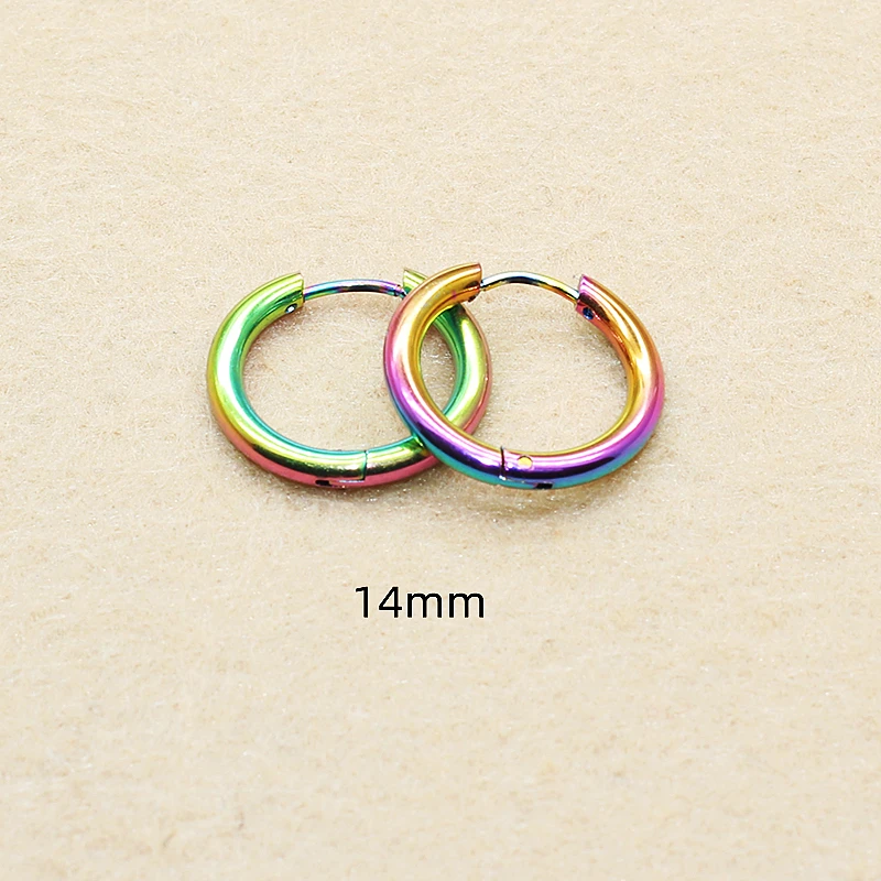 Herren Damen Creolen Bunte Kreise 2,5mm 316L Edelstahl Ohrringe IP-Beschichtung Nicht Verblassend Allergiefrei – Detail 7