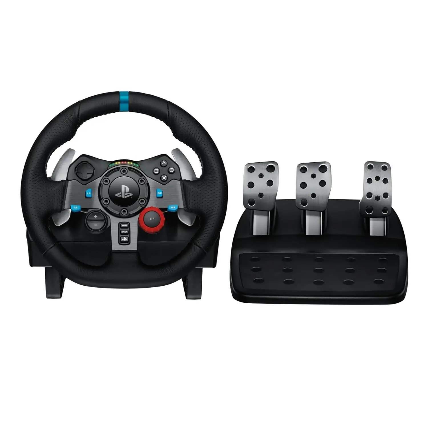 G29 Driving Force Racing Wheel and Floor Pedals, Stainless Steel Paddle Shifters, Leather Steering Wheel Cover for