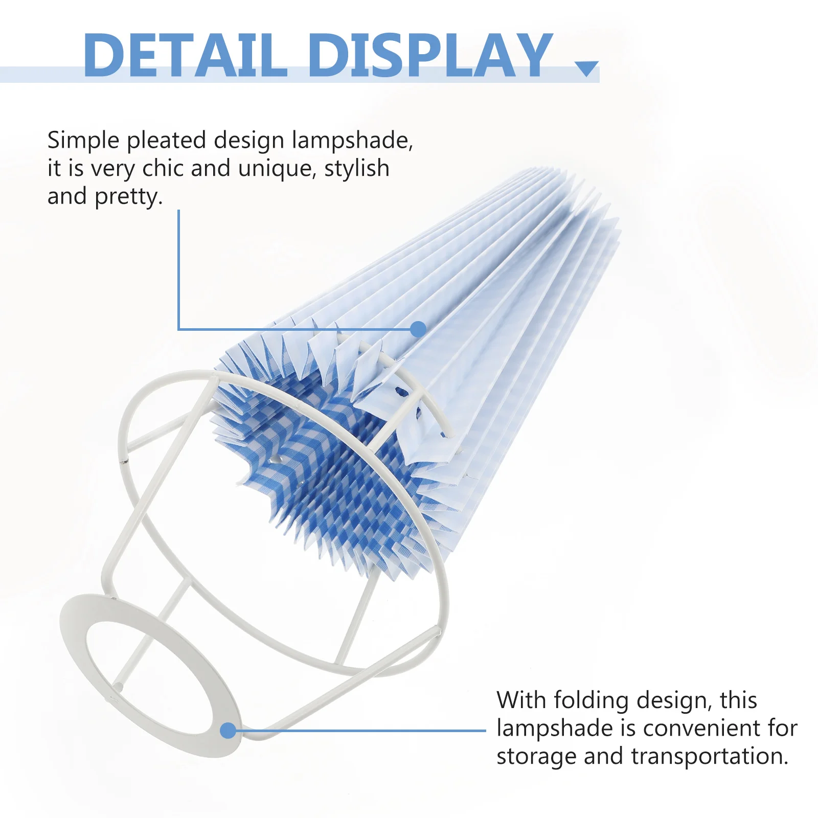 

1pc Blue Grid Cloth Pleated Lampshade For Desk Table Wall Ceiling Durable Modern Light Cover Home Decor Lighting Accessory