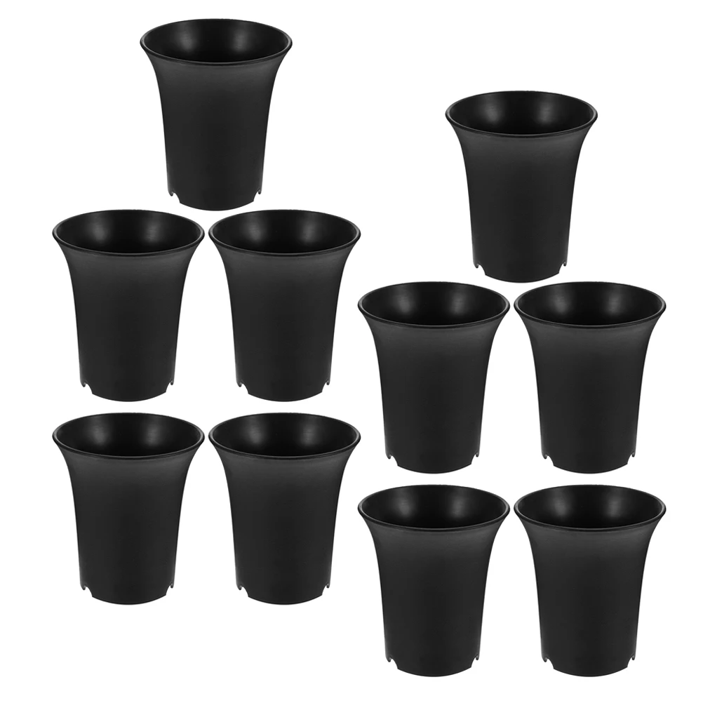 

10pcs High Waist Plastic Flower Pot Planters Drainage Holes Lightweight Nursery Starter for Orchid Succulent