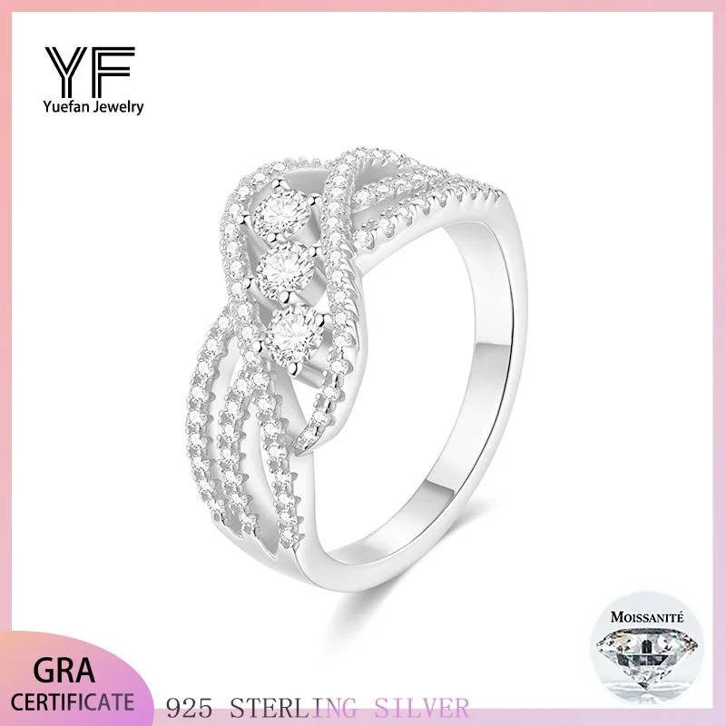 

Роскошные ювелирные изделия D VVS1 Кольца с муассанитом Обручальное кольцо с желтым покрытием 18 К для женщин Кольцо из стерлингового серебра 925 пробы