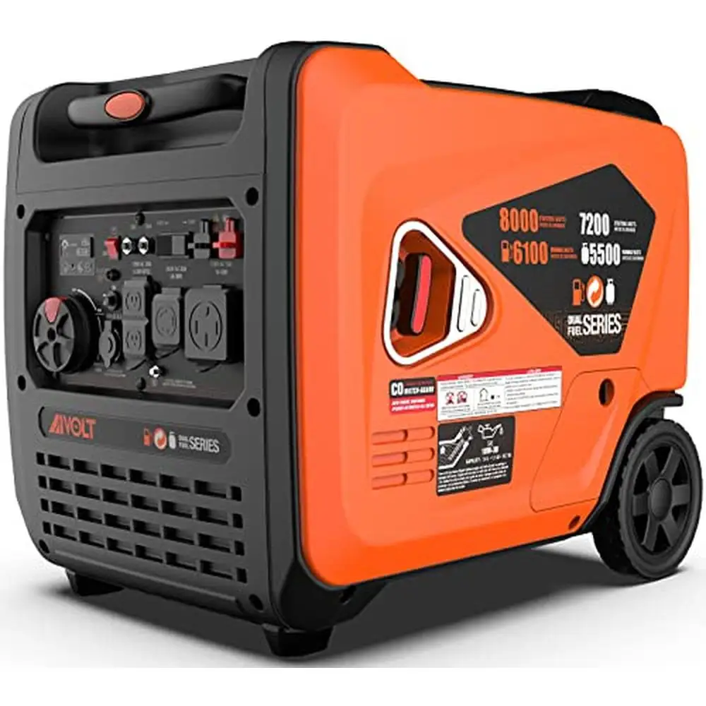 8000 Watts Dual Fuel Portable Inverter Generator Super Quiet Gas Propane Powered Electric Start Outdoor Generator Home Back Up