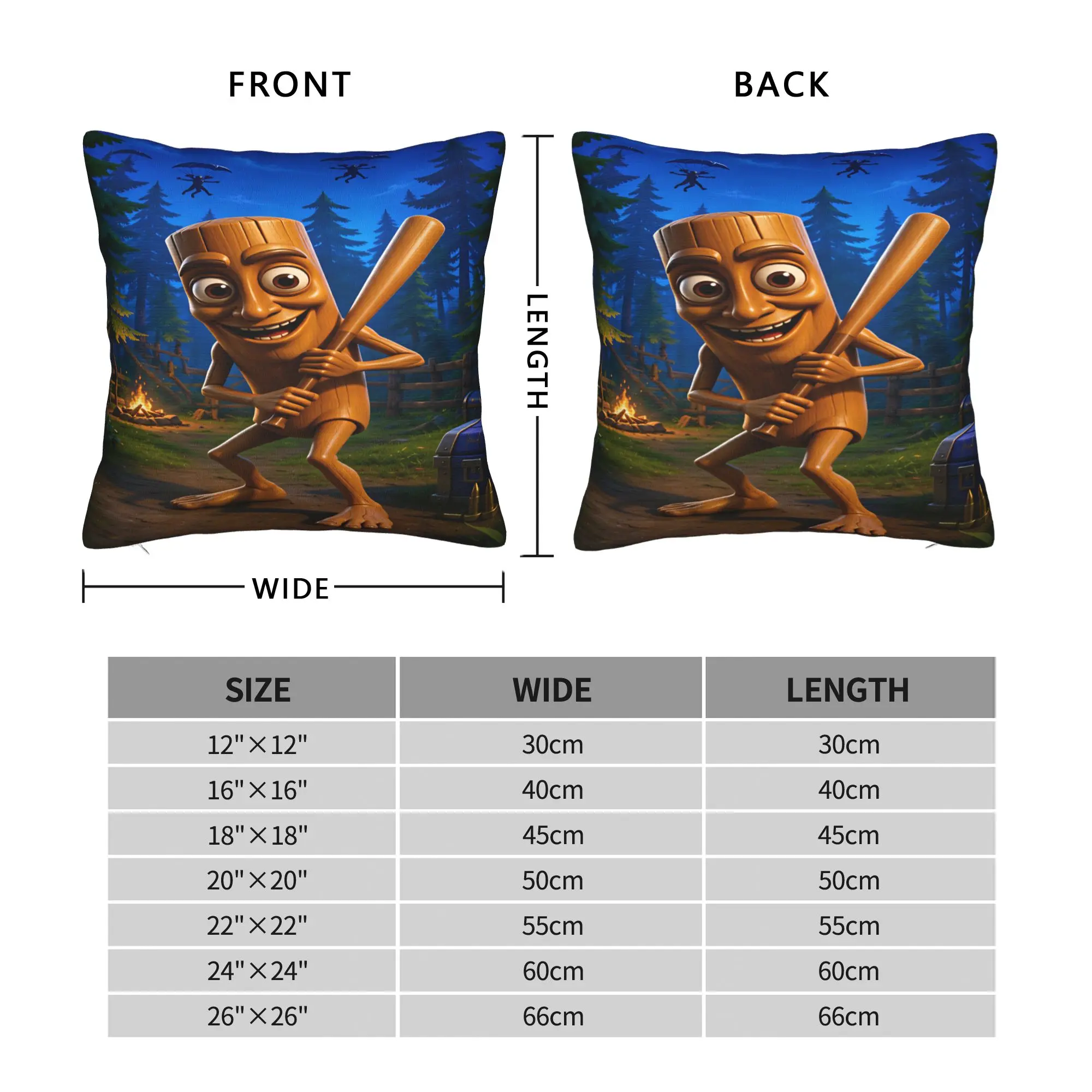 Tung Cartoon Character Holding Baseball Bat Forest Camping Scene Pillow Cover Pillow Case For Sofa Home Decoration Pillowcases