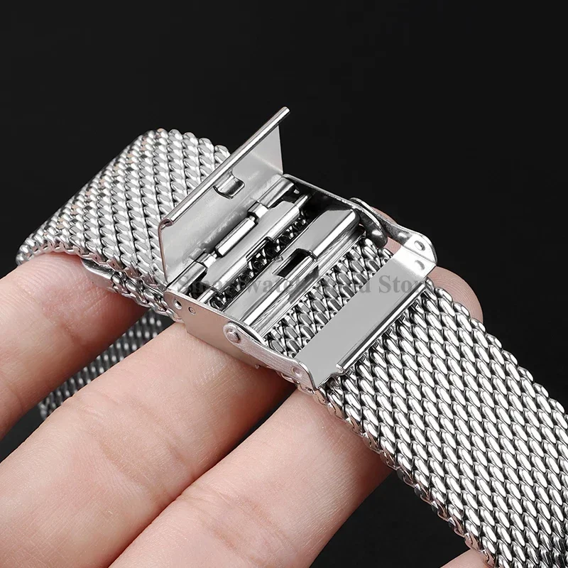 Cinturino in acciaio a maglia milanese 0,6 mm 1,0 mm Cinturino in metallo in acciaio inossidabile Uomo Donna Bracciale pesante universale 18 mm 20 mm 20 mm 24 mm