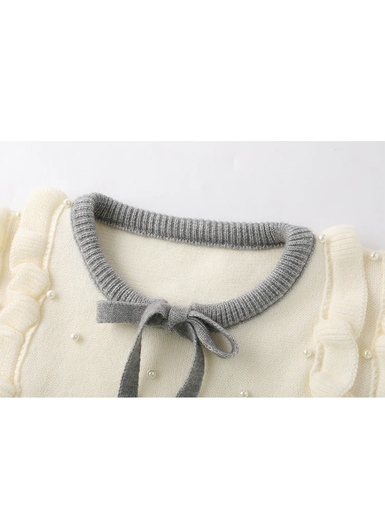 Fashion Sweet Preppy Style Bow Sweater Mori Girl O-Neck Baggy Oversized Knitted Pullover Korean Casual Jumper Autumn Winter 2023