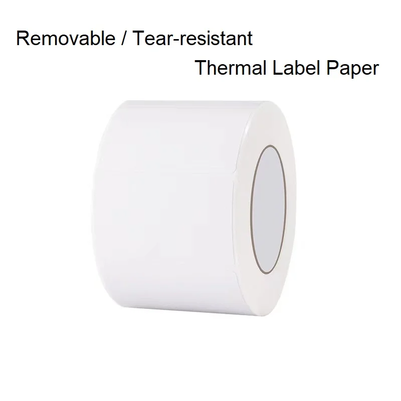 Removable Big Roll Thermal synthetic label paper 20 25 30 40 50 60 70 80mm Five-proof barcode printing paper for furniture/glass