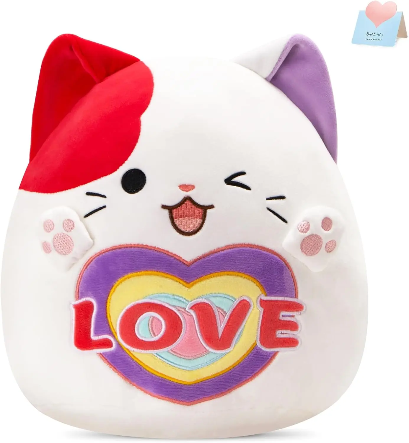 وسادة قطيفة على شكل قطة بطول 12 بوصة لعيد الحب، هدية حيوان محشو لطيف للأطفال والكبار، لعبة زخرفية ناعمة للعناق