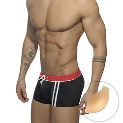 Men's Boxer Underwear with Protective Soft Pad Low Waist Fashion Stripe Design Swimwear Comfortable Swimsuit Underpants
