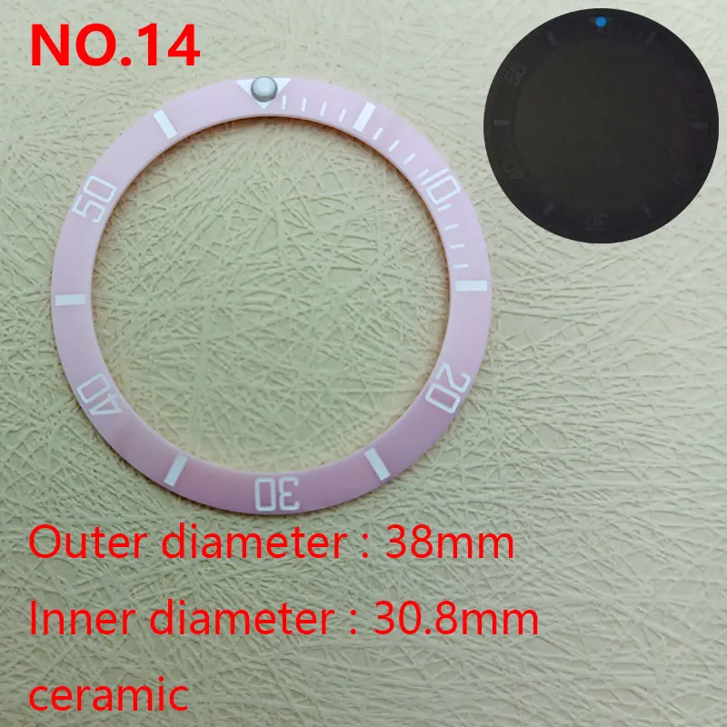 38mm SUB Luminous Ceramic Bezel Insert Fit 40mm Watch Case Insert Ring With NH36 NH35 Movement Watch Accessories Luminous Pearl
