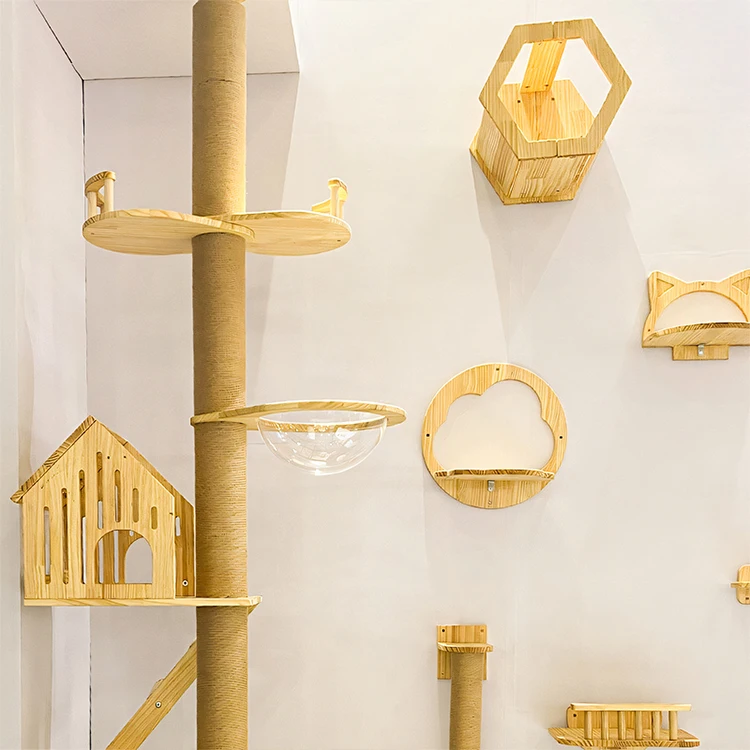 MICHI لعبة الحيوانات الأليفة عمود الخدش إطار تسلق القطط منصة القفز شجرة القط شقة الأثاث بيت الحيوانات الأليفة برج الكرتون #5
