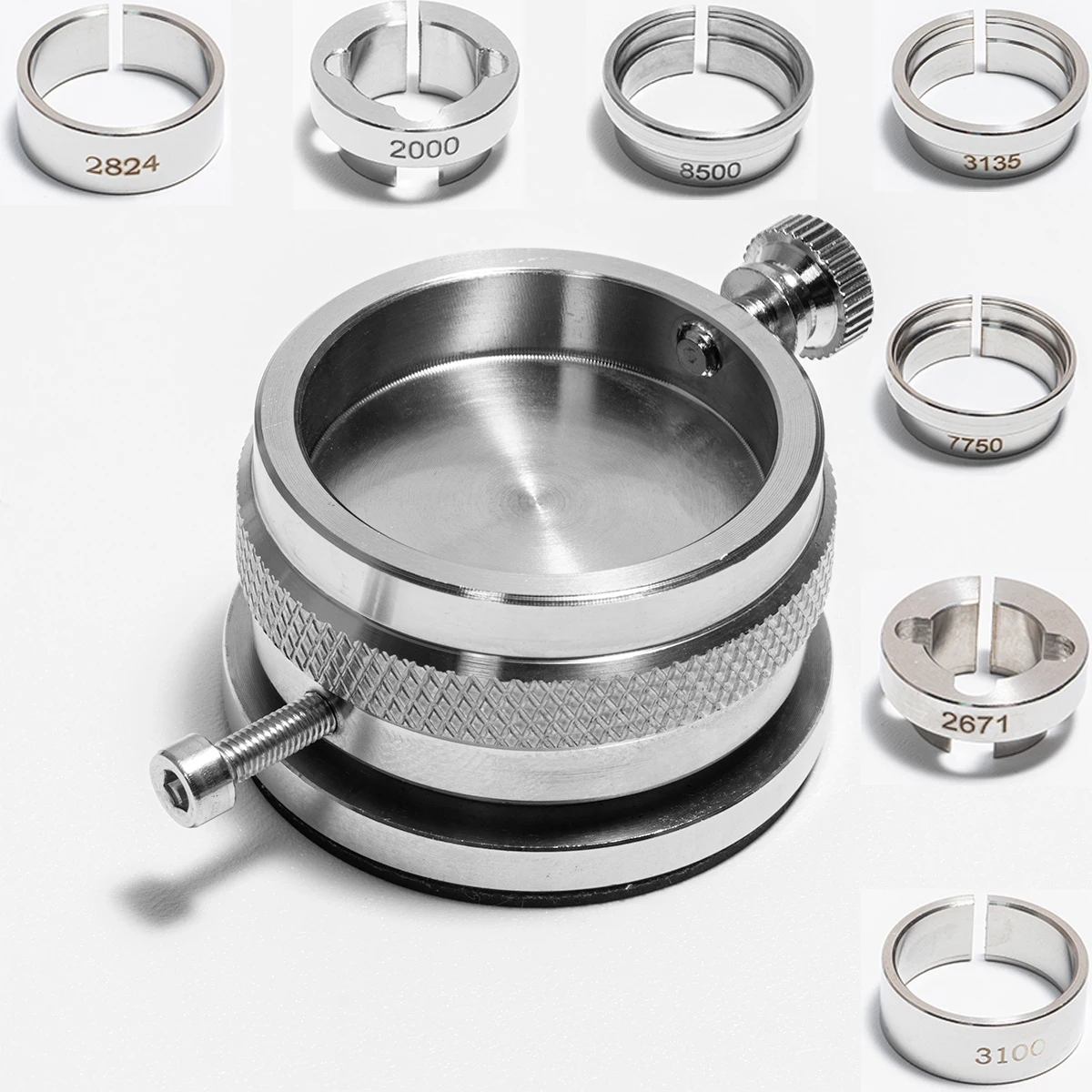 

Новый вращающийся держатель для часовых механизмов 8-в-1 из нержавеющей стали для моделей 2000/7750/2824/3135/2671/3100/8500, инструменты для ремонта часов