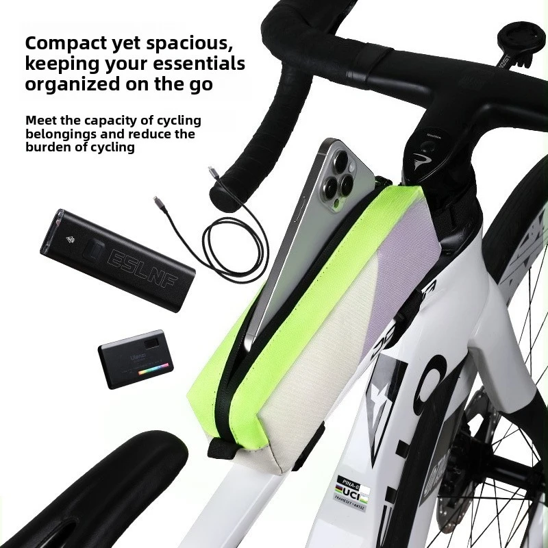 Mountain Bike Top Tube Bag Waterproof Color Block Front Frame Pouch for MTB Road Cycling Accessory Storage Organizer