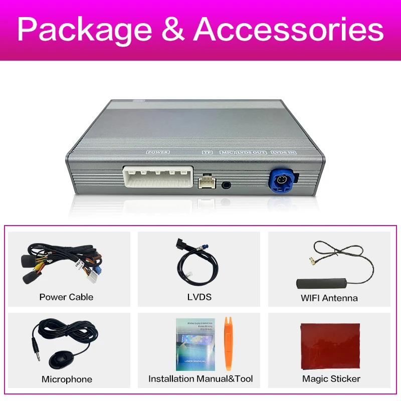 صندوق محول تلقائي CarPlay Android اللاسلكي متوافق مع وحدة تكامل CarPlay McLaren 12C 650S 570S 600LT 540C 675LT