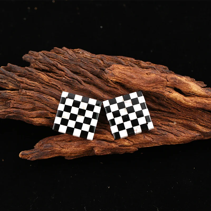 

B&F Handmade Obsidian & White Jade Stone Pendants – Genuine natural stone beads, unique for jewelry and DIY earring making.