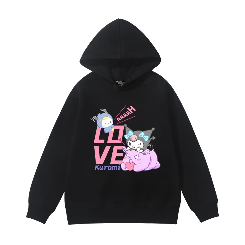 

Kawaii Sanrio Cute Kuromi Print Fashionable Hoodie, Autumn Outdoor Casual Children's Clothing, Street Trend Top