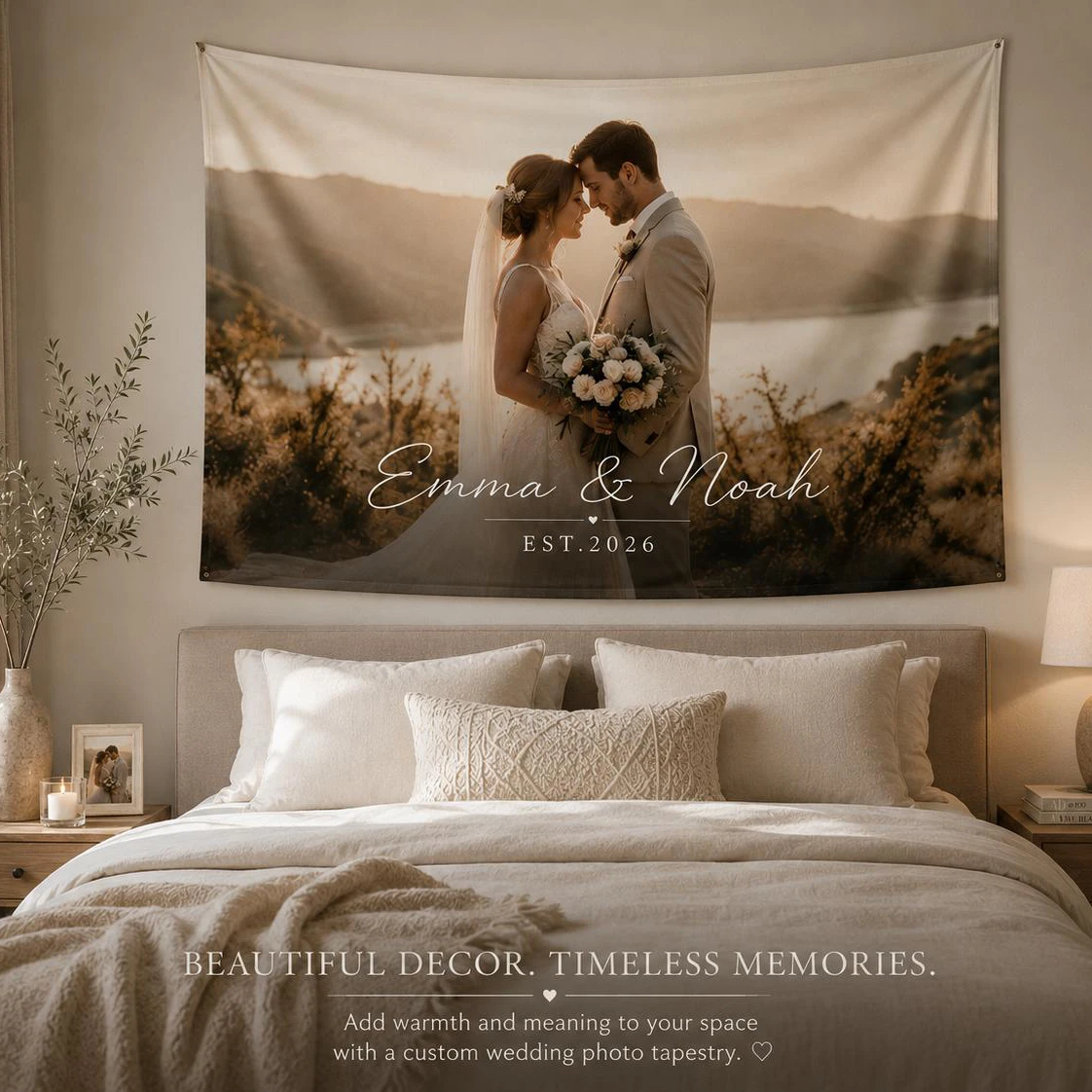Personalized Custom Tapestry Customizable Photo Name Bedroom Banner Home Wall Decoration Oversized Engagement Party Backdrop