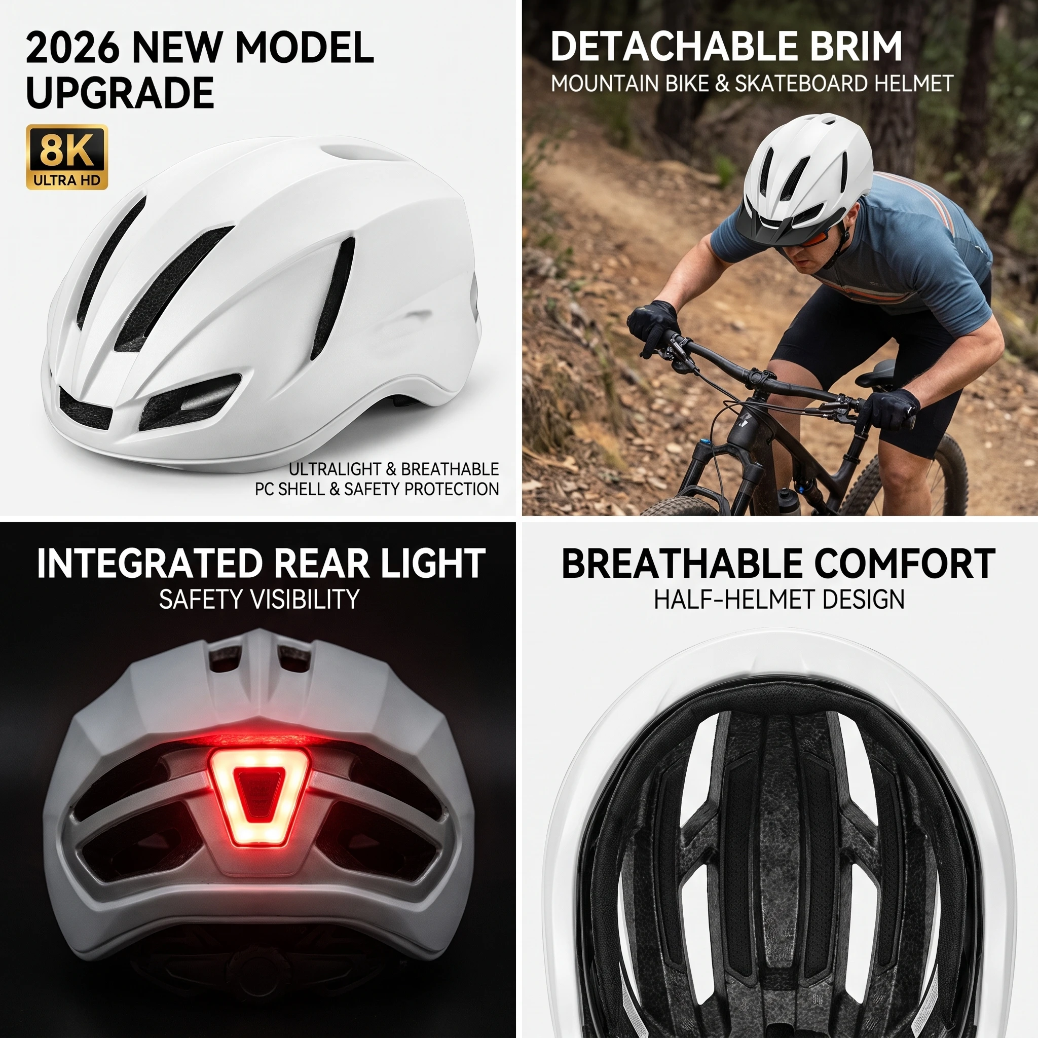 2026 New Upgrade Aero Road Bike Helmet With Light Adult Lightweight Speed MTB Cycling Helmet Professional Mountain Bicycle Helme