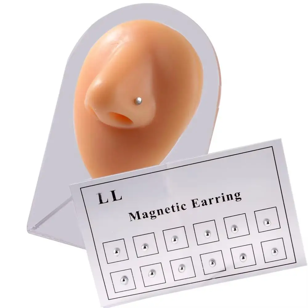 12PCS Card Fake Cheater Shiny Non Pierced Magnet Ear Tragus Cartilage Lip Labret Stud Nose Ring Body Jewelry Magnetic Earring view 2