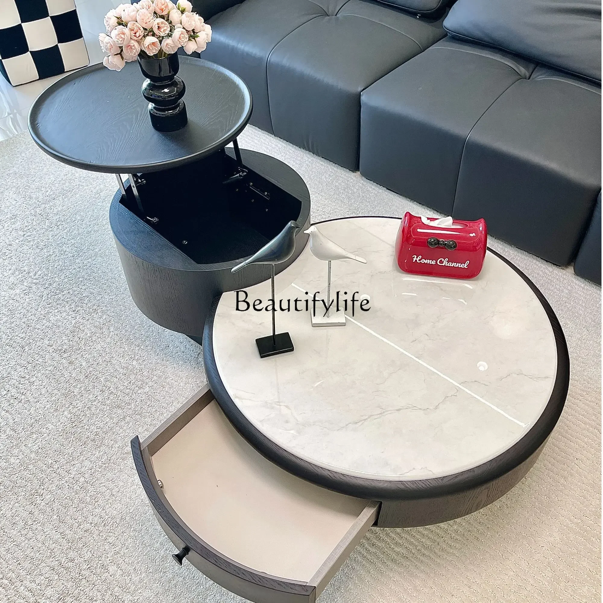 

yj19 Italian Minimalist Coffee Table Light Luxury High-end Feel Living Room Home Round Marble Coffee Table