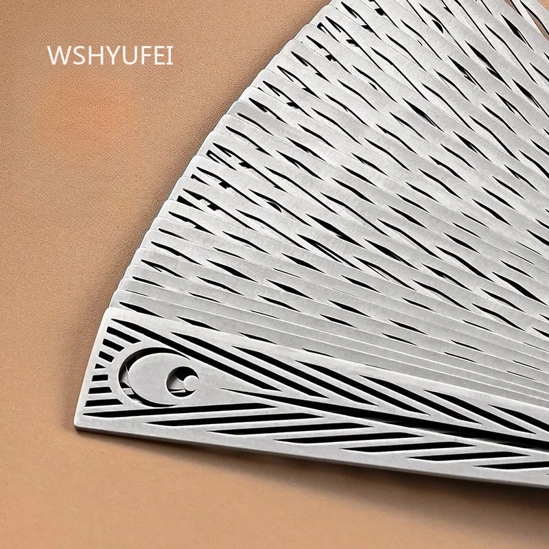 Peacock Feather Hollow Metal Folding Fan Silver Cutout Hand Fan With Tassel Oriental Craft Ornament Stage Cosplay Prop