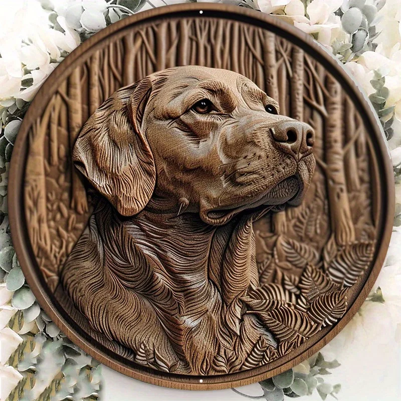 

Engraved Wooden Labrador Retriever Dog Design, Aluminum Metal Plaque, Durable Construction, Unique Home Decor, Pet Lovers Gift
