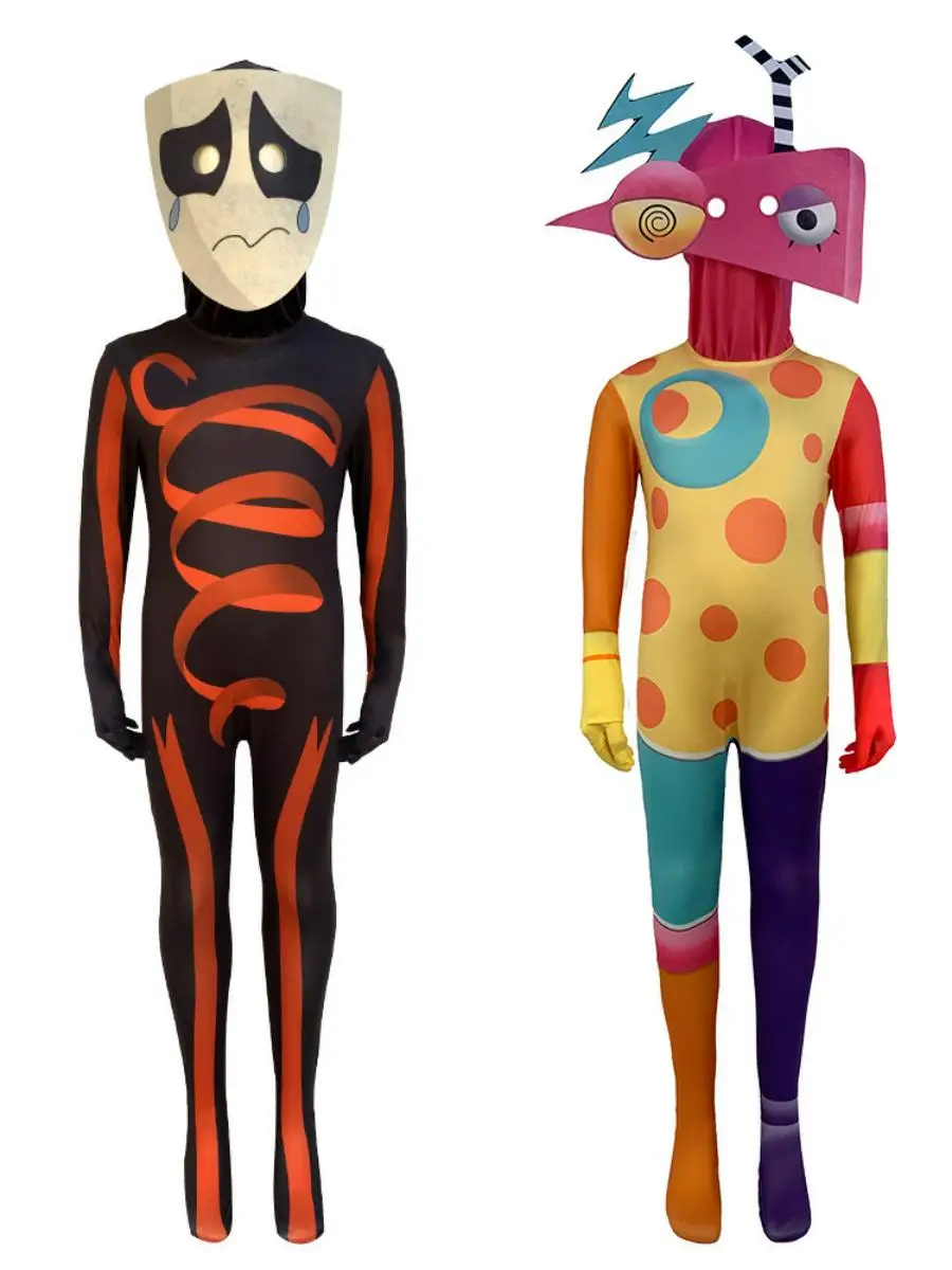 Zirkus Enger Onesie 5cos Clown Performance Kostüm Halloween Parni Milchseide Eng anliegender Onesie für Frauen Polyestermaterial