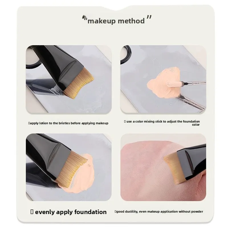 Cangzhou Seamless Crescent Flat Head Makeup Brush, Non-absorbent Foundation Mask Brush Suitable for Makeup Beginners Tool