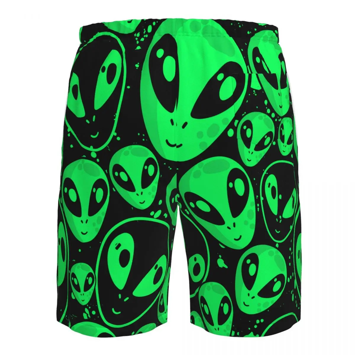 Pantalones cortos deportivos para hombre, Shorts holgados para correr, Fitness, playa, baloncesto, Jogging, Alien verde, OVNI