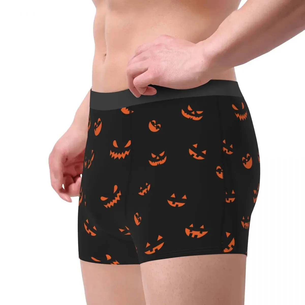 Men's Happy Halloween Boxer Briefs Shorts Panties Breathable Underwear Pumpkin Terror Homme Sexy Plus Size Underpants