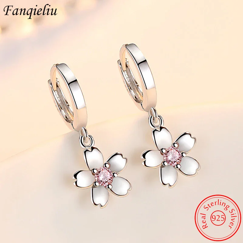 Fanqieliu High Quality Vintage Jewelry 925 Sterling Silver Crystal Flower Drop Earrings For Women New FQL22111