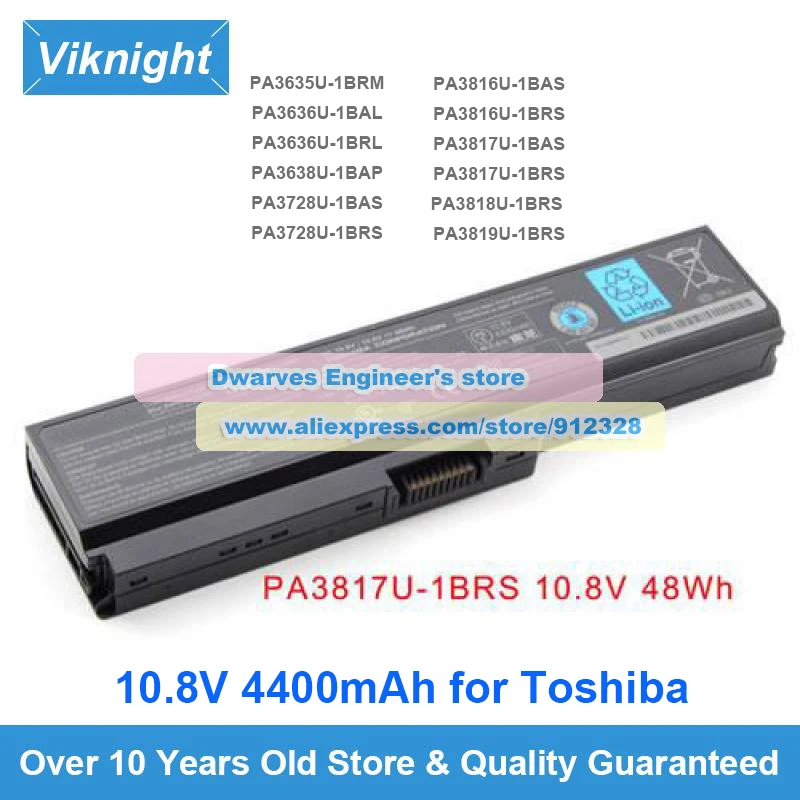 

10.8V 4400mAh Battery PA3817U-1BRS PA3819U-1BRS PABAS228 for Toshiba Satellite P750 L600 L700 L645 L745 L750 L775 A660 C650 C660