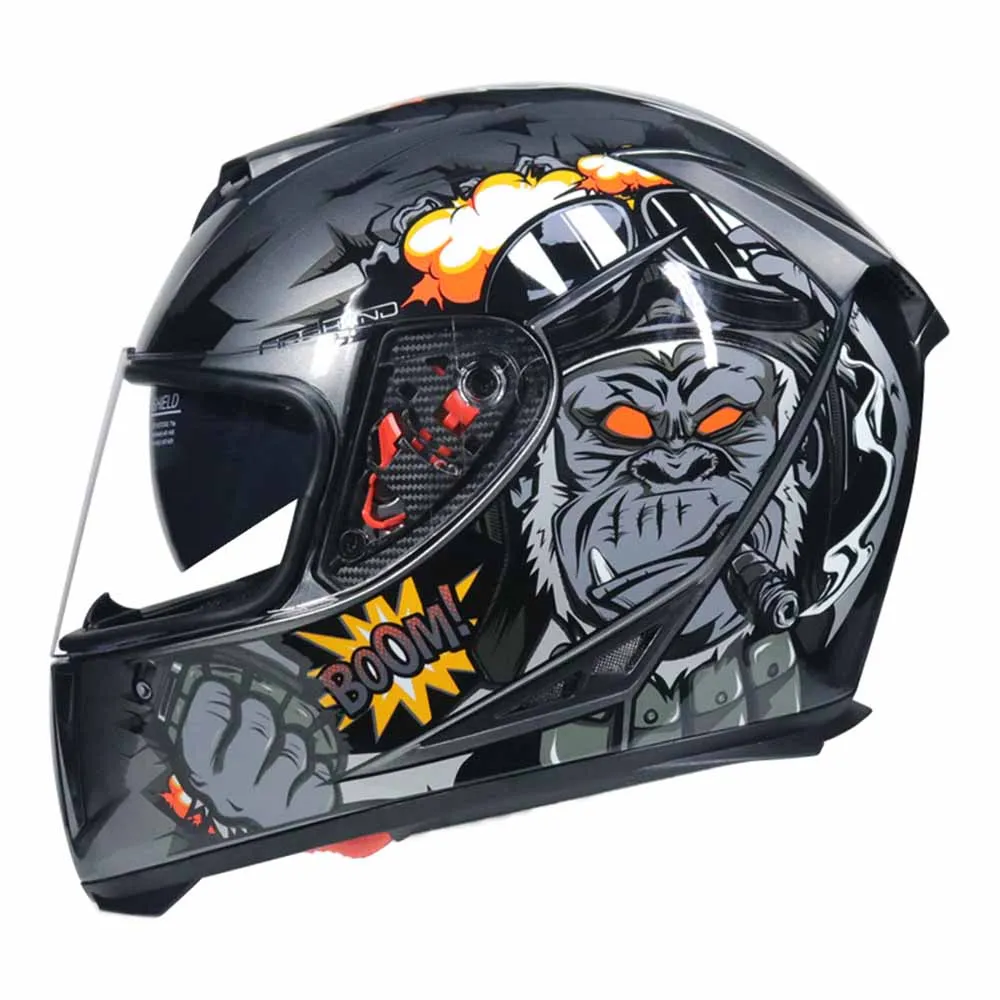 Grey King Kong Breathable Motocross Kask Full Face Biker Helmets Anti-Fall Motorcycle Accessories Wear-Resistant Head Protection