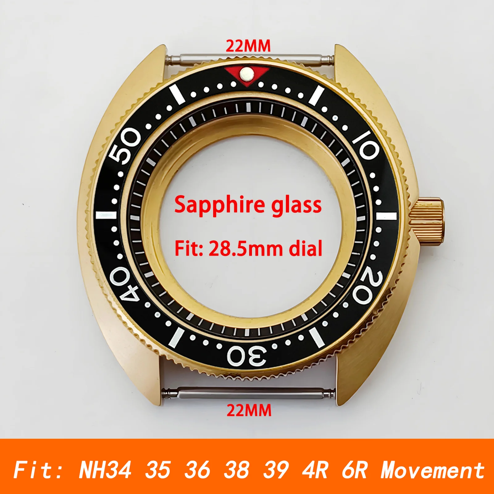 

Mod Gold Turtle Case NH35 Case Crown 3.0 Ceramic Inset Sapphire Glass Stainless Steel Watch Case