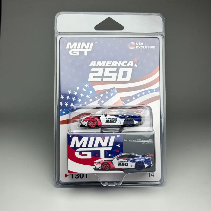 In stock 1:64 #1301 Mustang GTD USA 250 special edition alloy miniature replica car model, boy toy gift, room collection statue