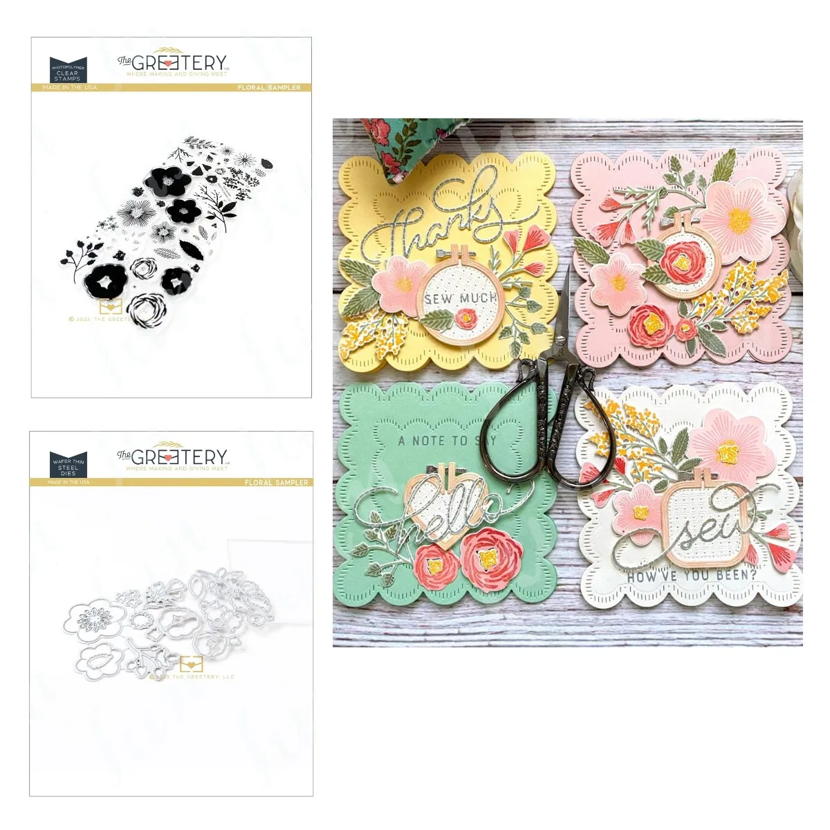 

Floral Sampler Metal Cutting Dies Clear Stamps DIY Handmade Embossing Stencil Making Scrapbook Diary Greeting Card Decoration