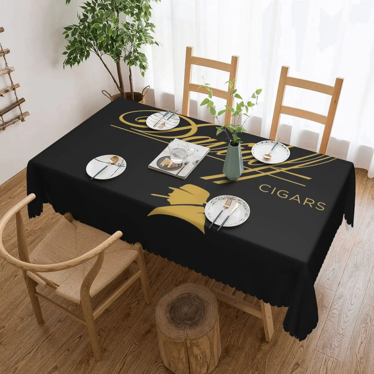 Davidoff Cigars - Mantel rectangular personalizado, color negro, impermeable, para comedor, eventos, mantel