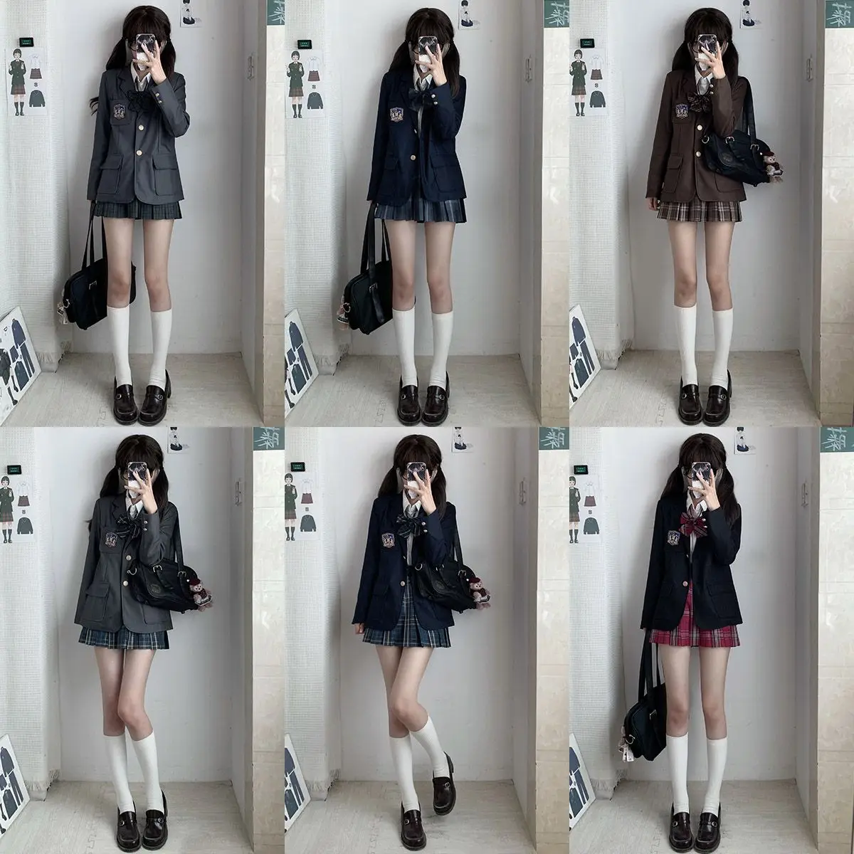 Japanese/Korean-style 3-piece suit set for female students: blazer, pleated skirt, and shirt (Autumn/Winter JK uniform style)