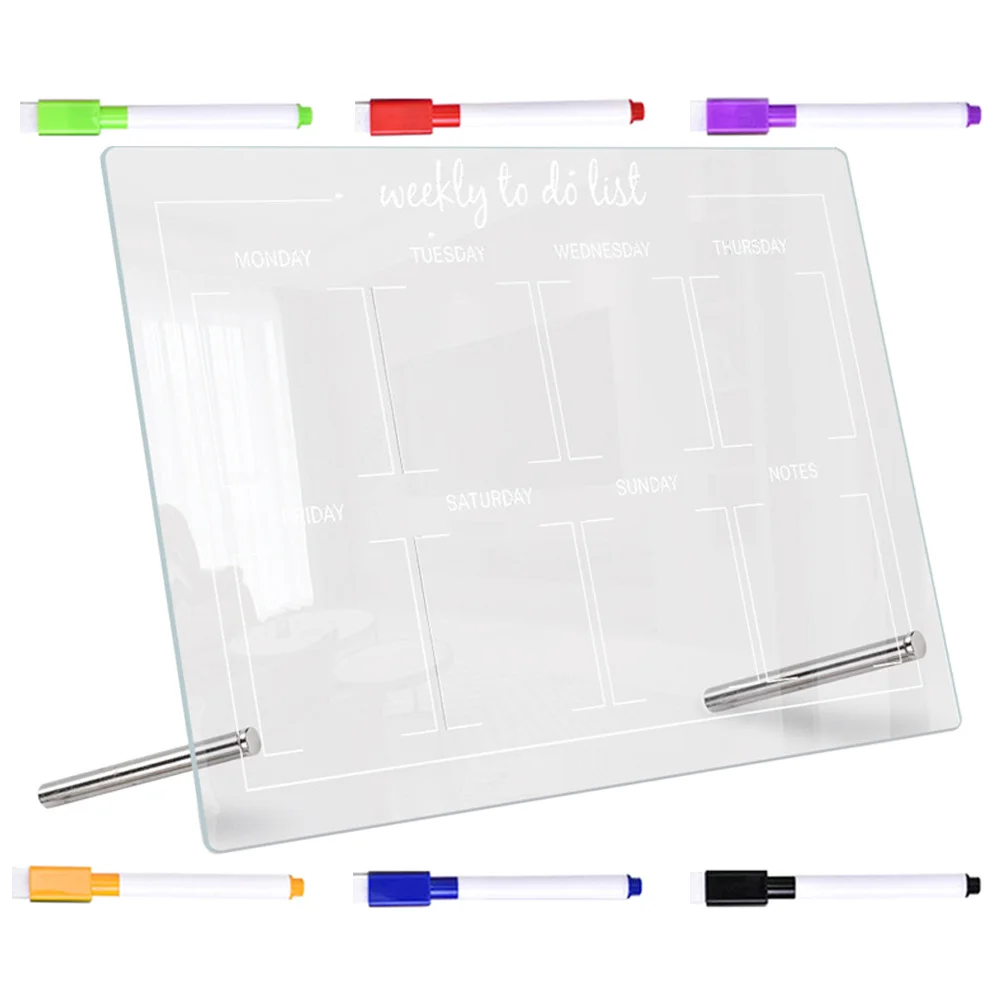 مجموعة واحدة من لوحة الرسائل المصنوعة من الأكريليك لوحة المسح الجاف لسطح المكتب مع قلم للاستخدام المنزلي والمدرسة والمكتب هدية عملية #3