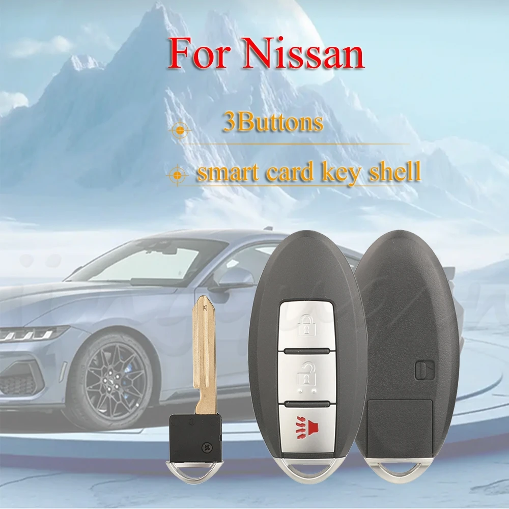 jingyuqin Für Nissan linker Batteriehalter, Schale abgeflacht, kein Standard, kein Logo, 3-Tasten-Fernbedienung, Smart-Autoschlüssel-Shell-Gehäuseabdeckung