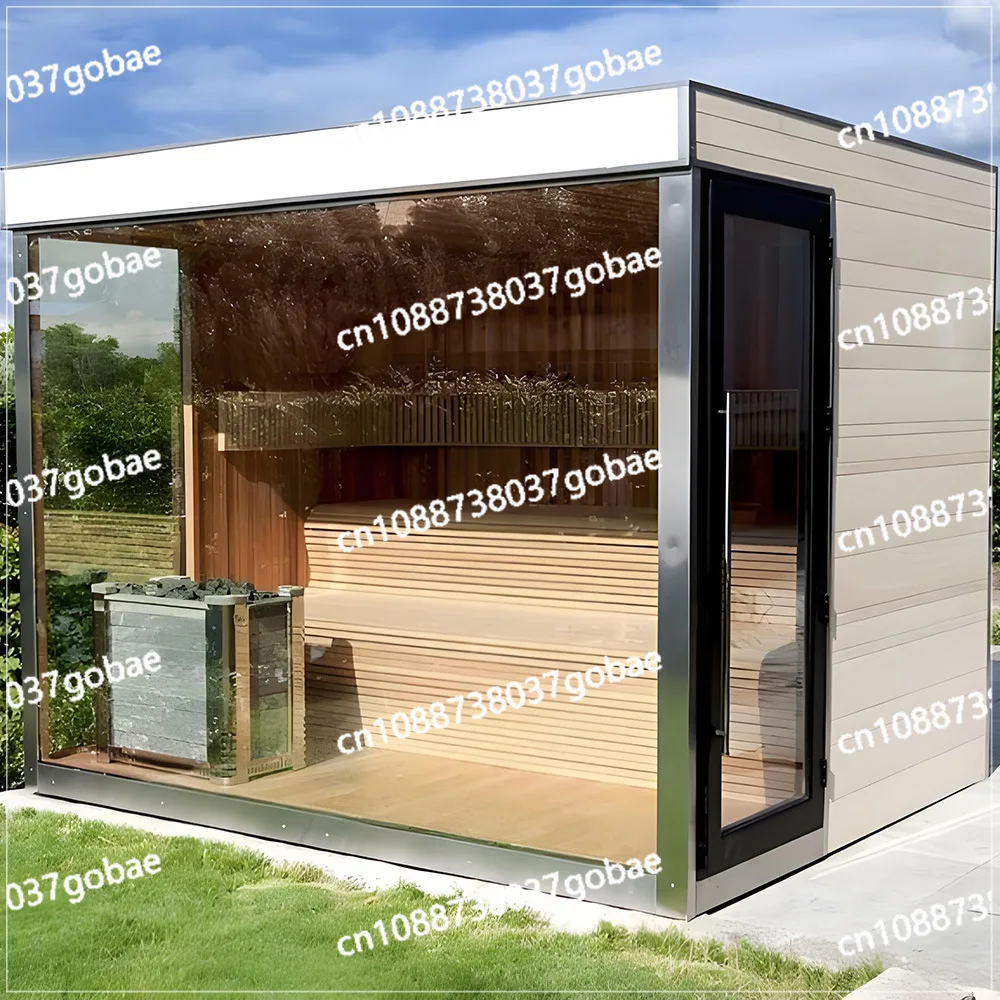 6-Person Outdoor Red Cedar Solid Wood Steam Panoramic Sauna