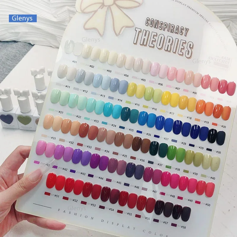 Glenys Nova Sólida unha polonês Macaron 58PCS Love Bottle Verniz Misto Semi permanente Nail Art Design Imersão UV gel Atacado